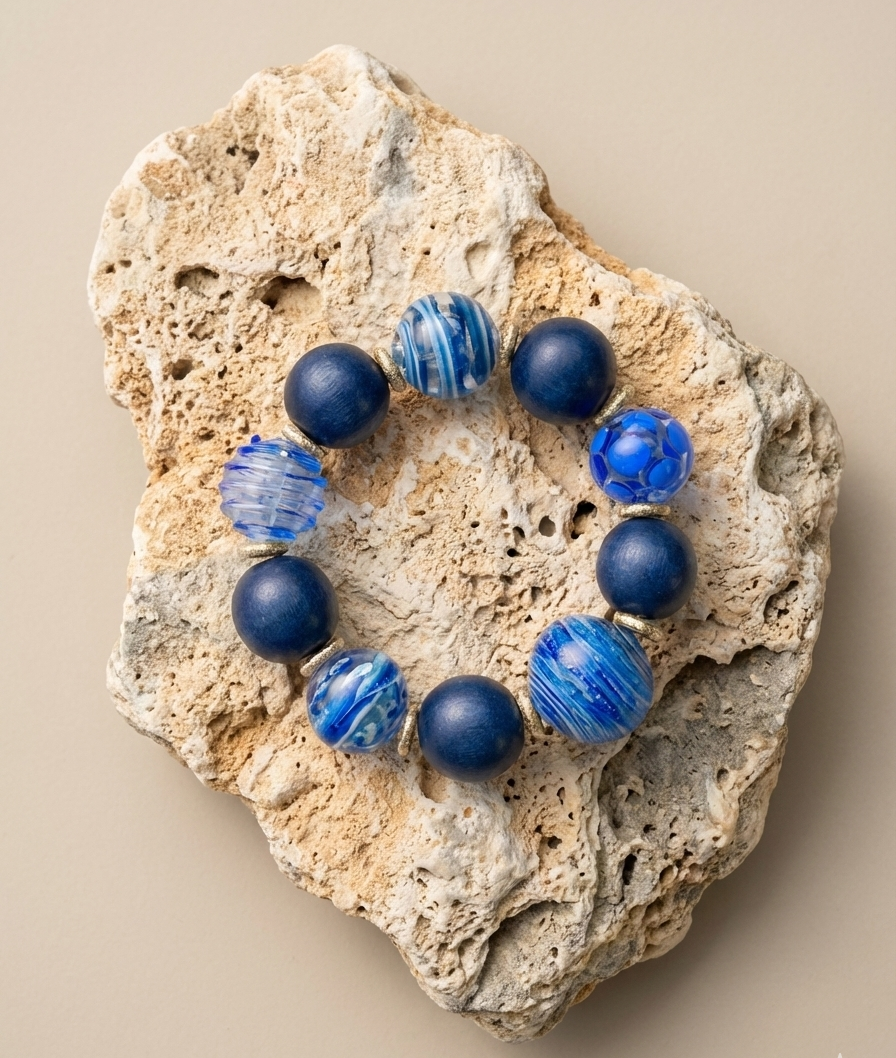 Cam boncuklu tüy bileklik / Menorca edisyonu