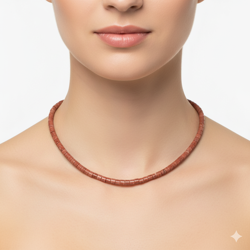 FW25 Cylinder Necklace with red jasper