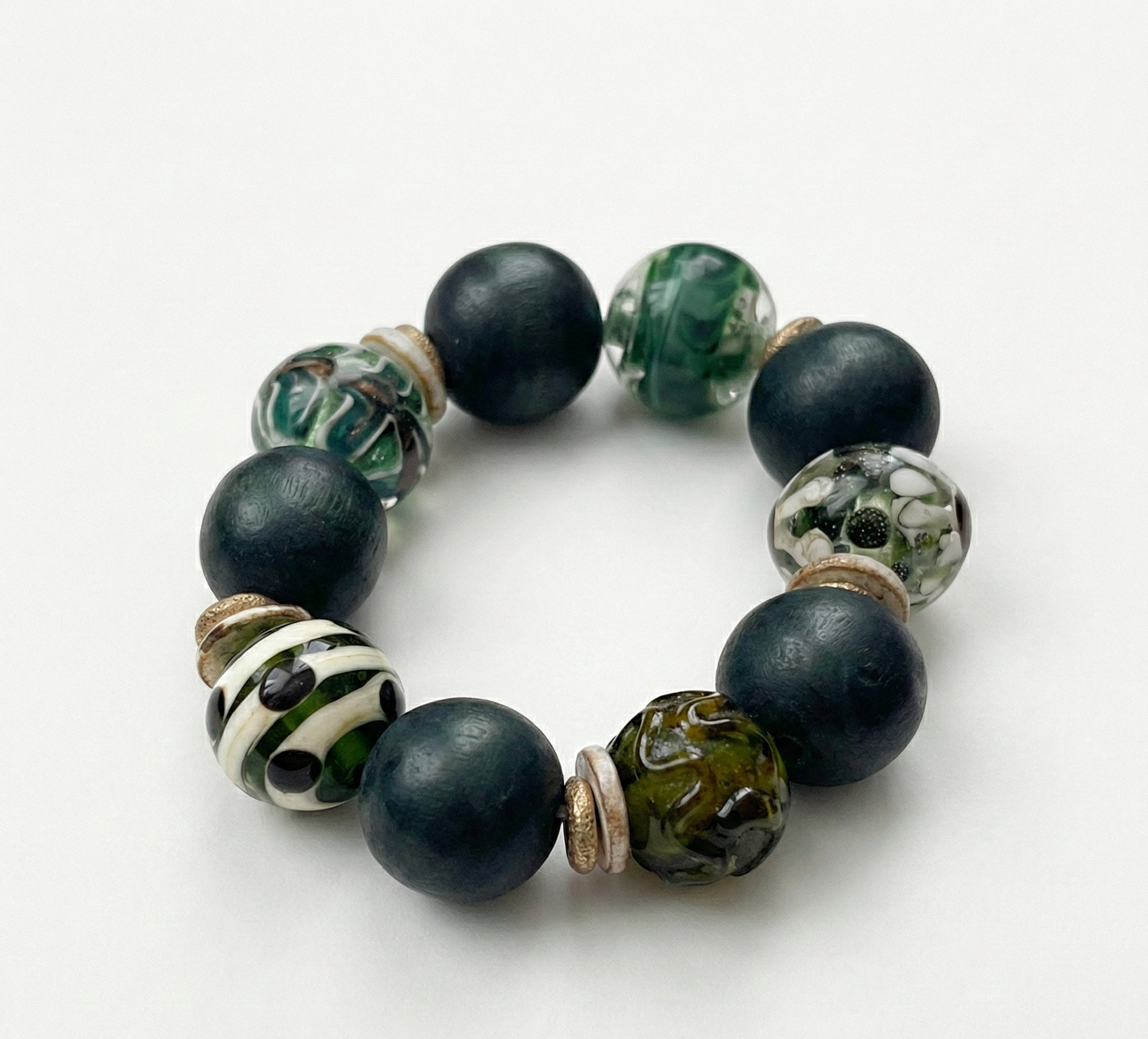 Plume bracelet with glass bead / caramel edition