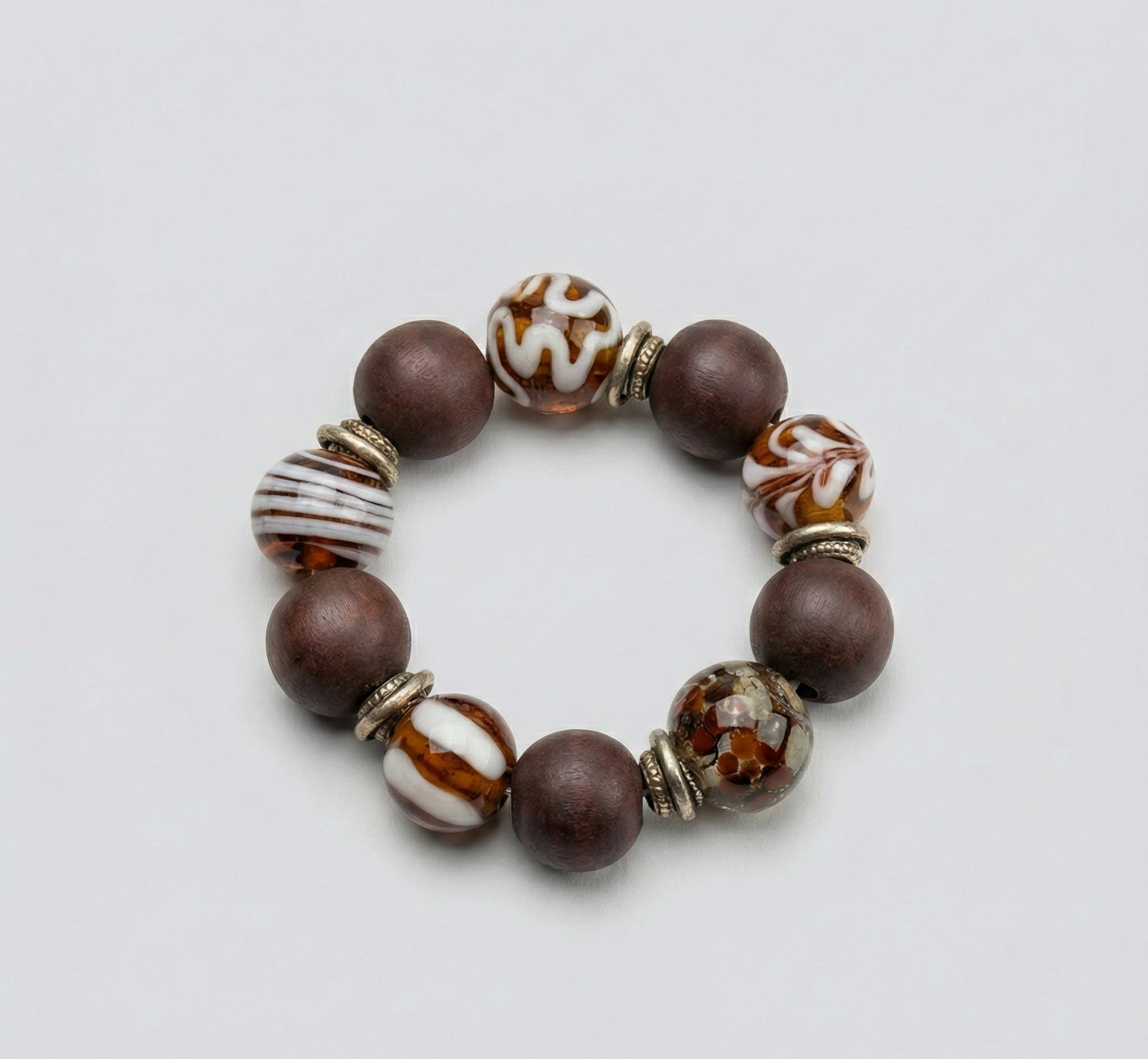 Plume bracelet with glass bead / caramel edition