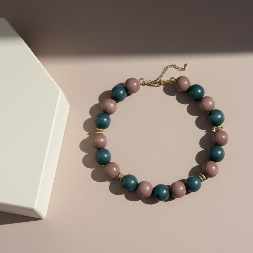 Plume Necklace in green and brown