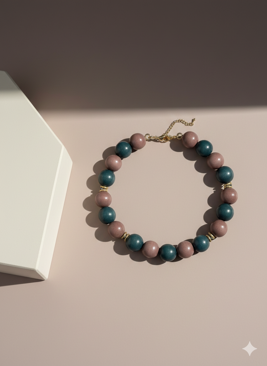 Yeşil ve Karamel Plume kolye