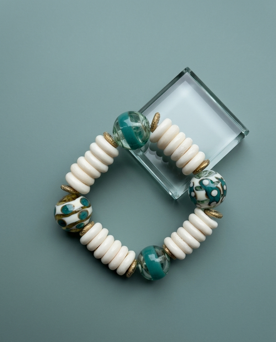 Flowery bone bracelet