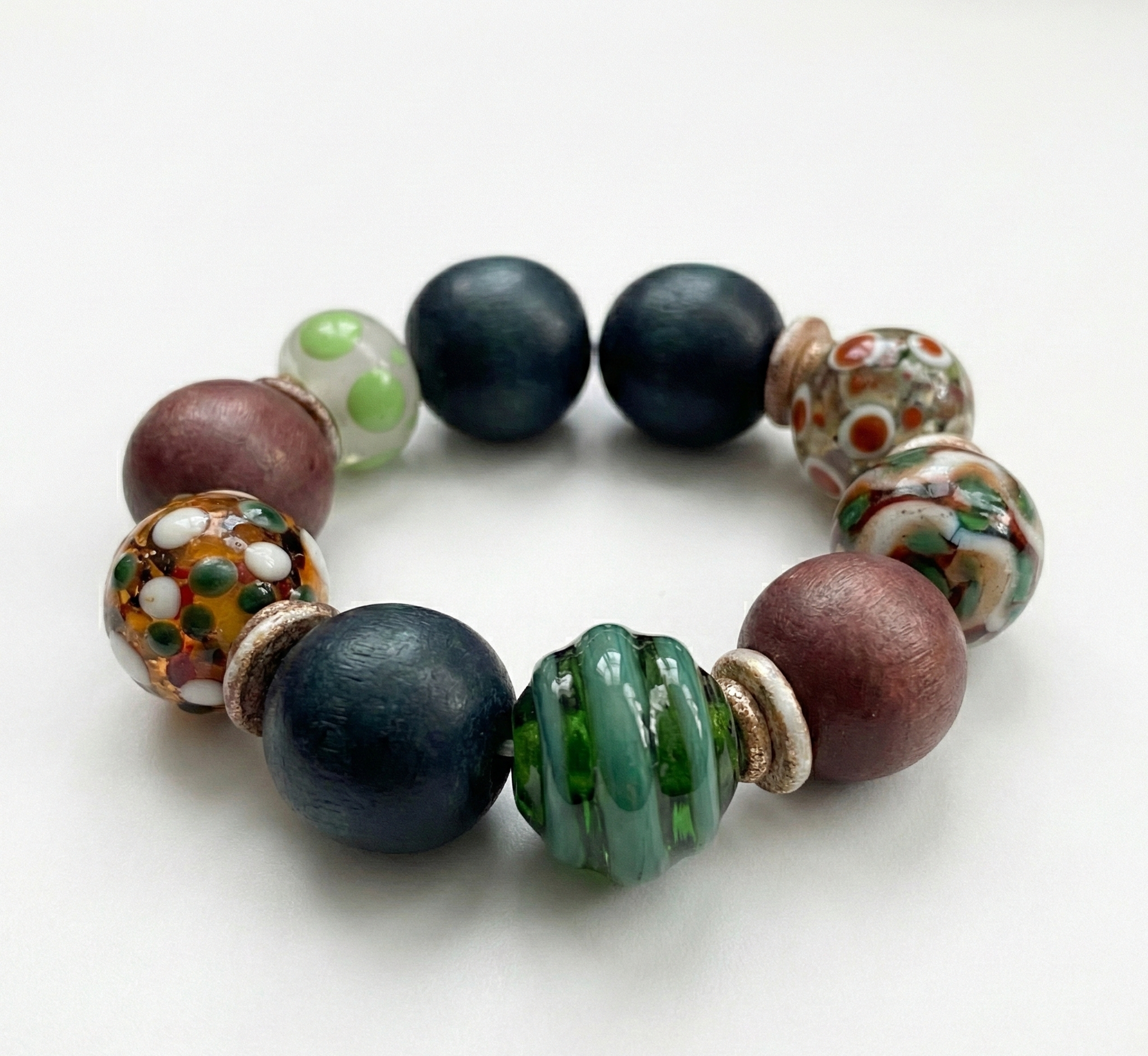 Plume bracelet with glass bead / caramel edition