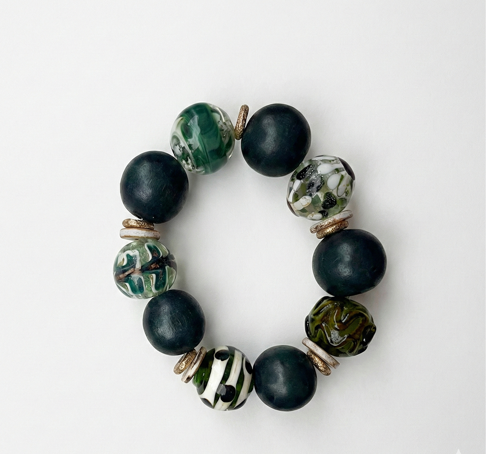 Plume bracelet with glass bead / caramel edition