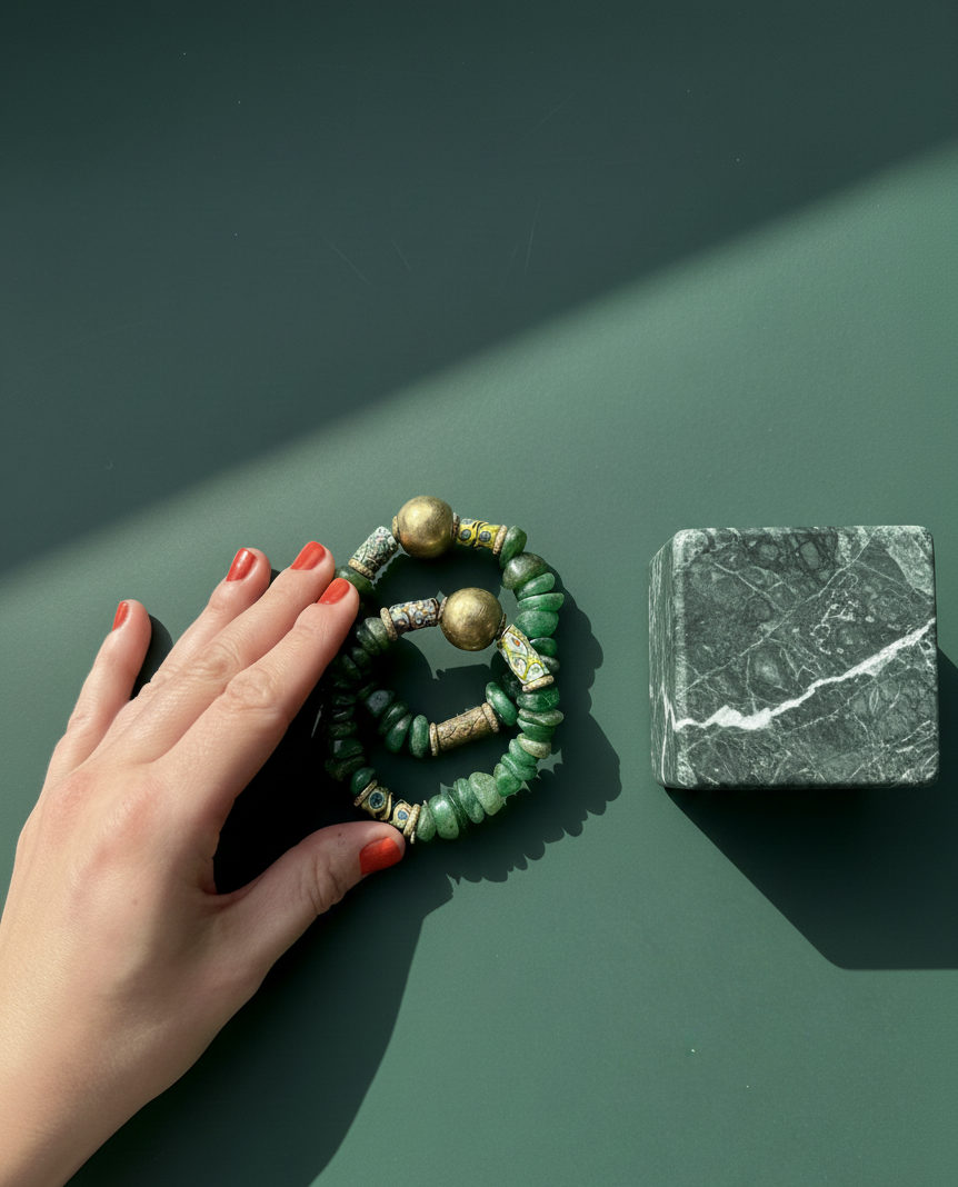 Aventurine Bracelet with brass hero