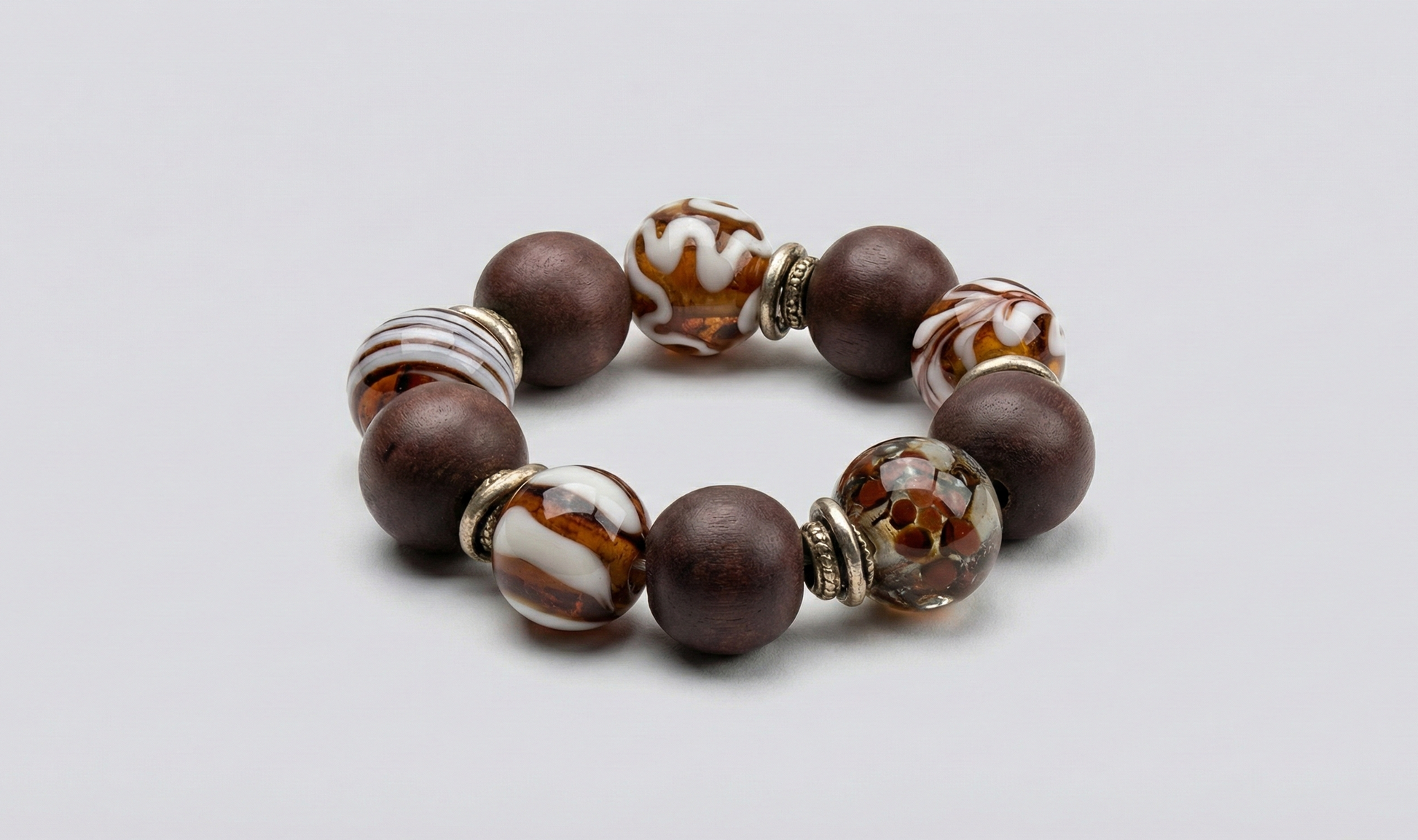 Plume bracelet with glass bead / caramel edition