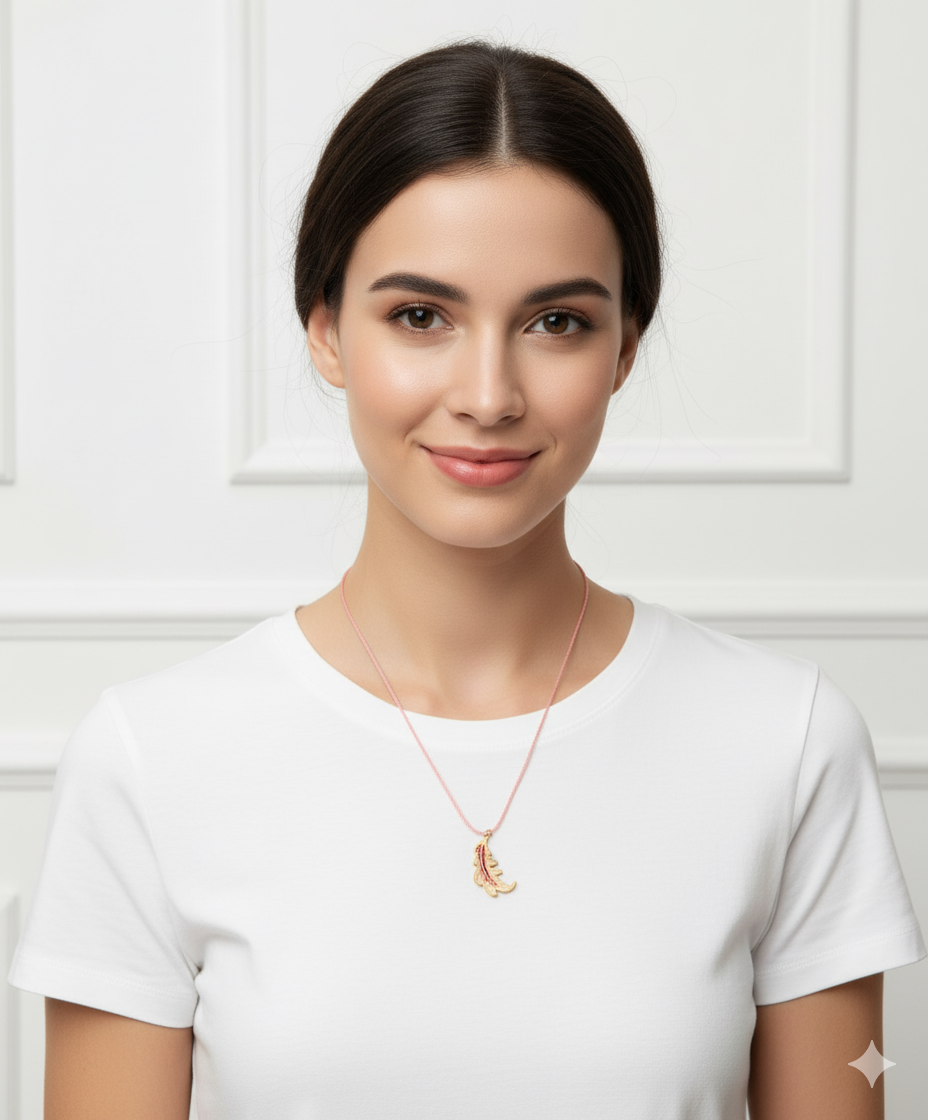 Collier pendentif feuille en acier FW25