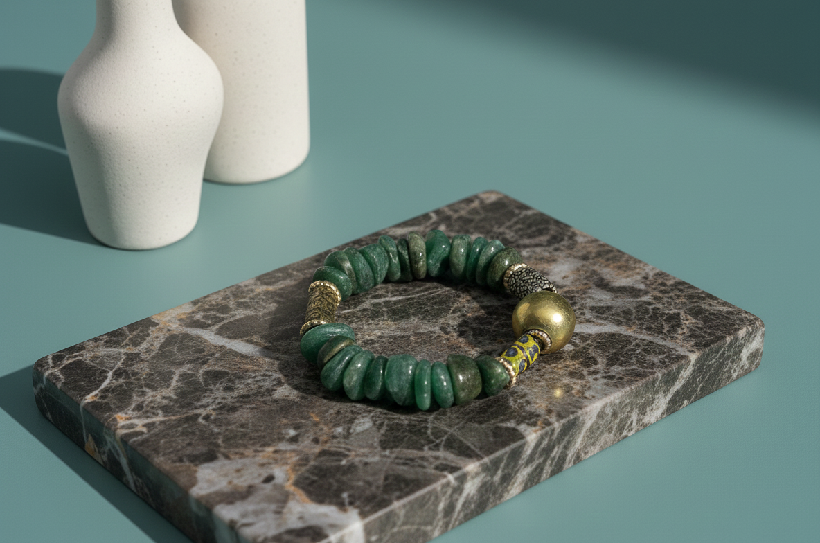 Aventurine Bracelet with brass hero