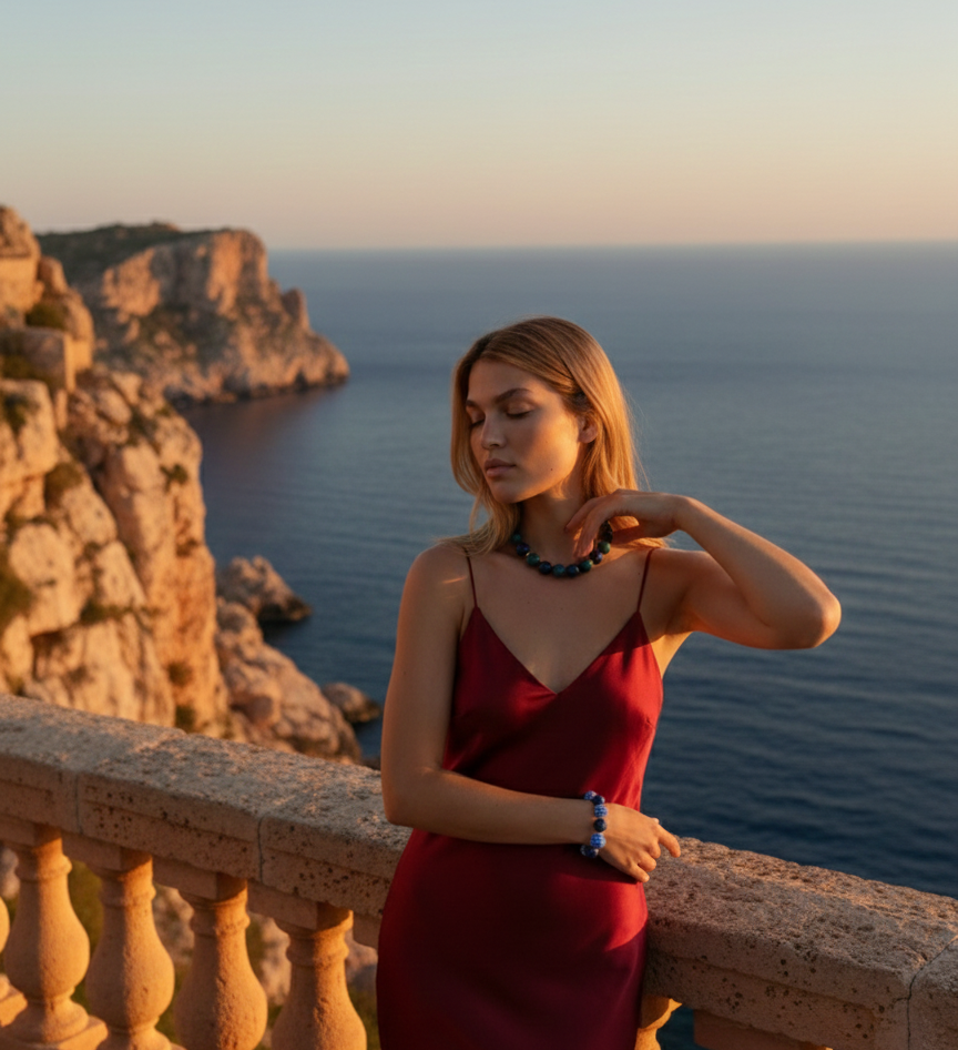 Cam boncuklu tüy bileklik / Menorca edisyonu