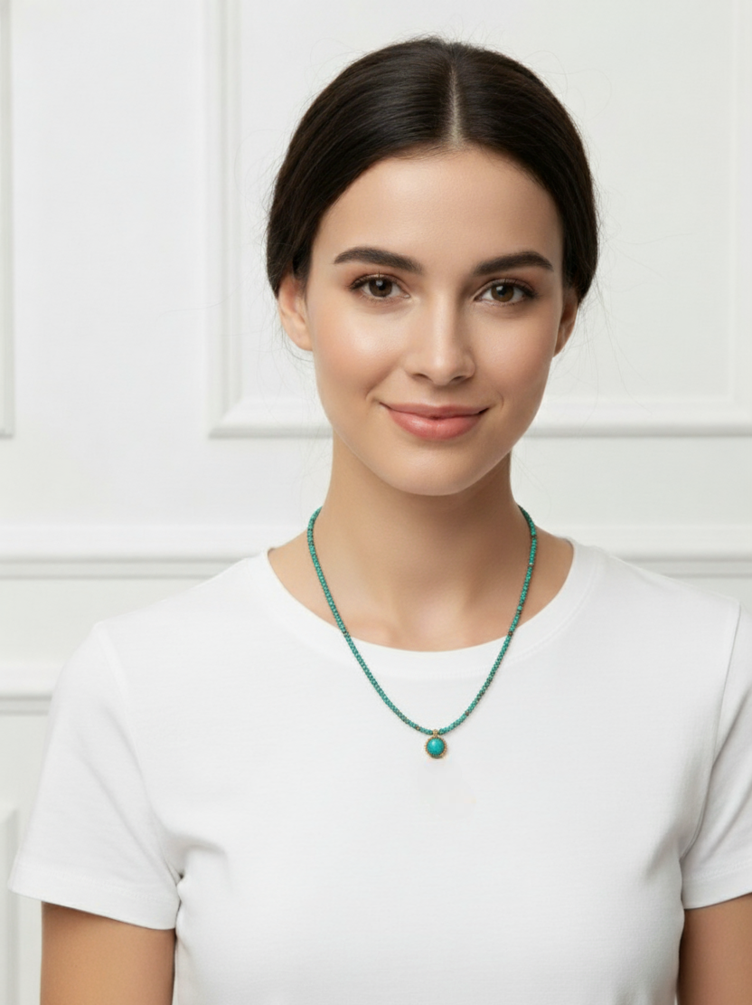Collier FW25 en acier et turquoise