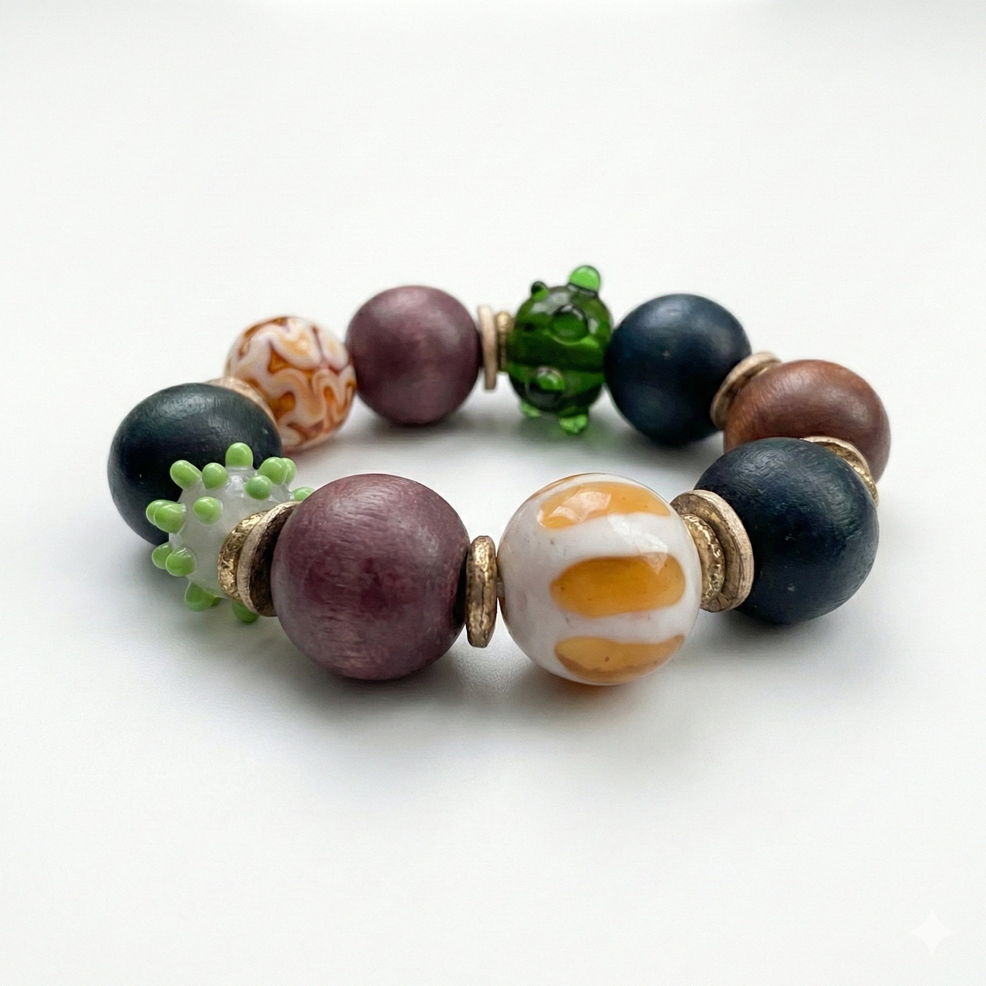 Plume bracelet with glass bead / caramel edition
