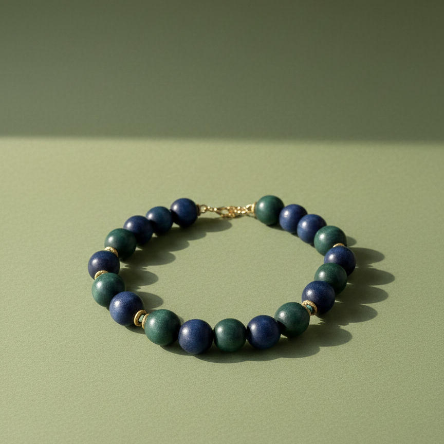 Plume Necklace in green and dark blue
