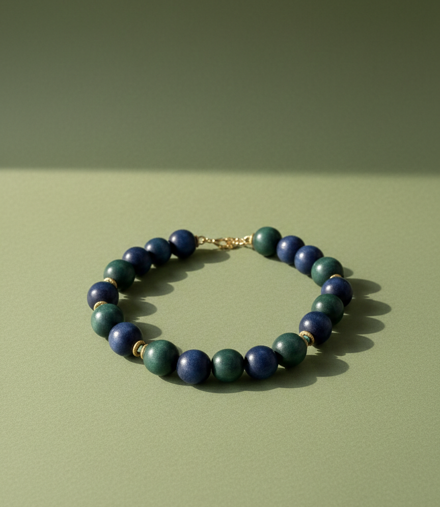 Plume Necklace in green and dark blue