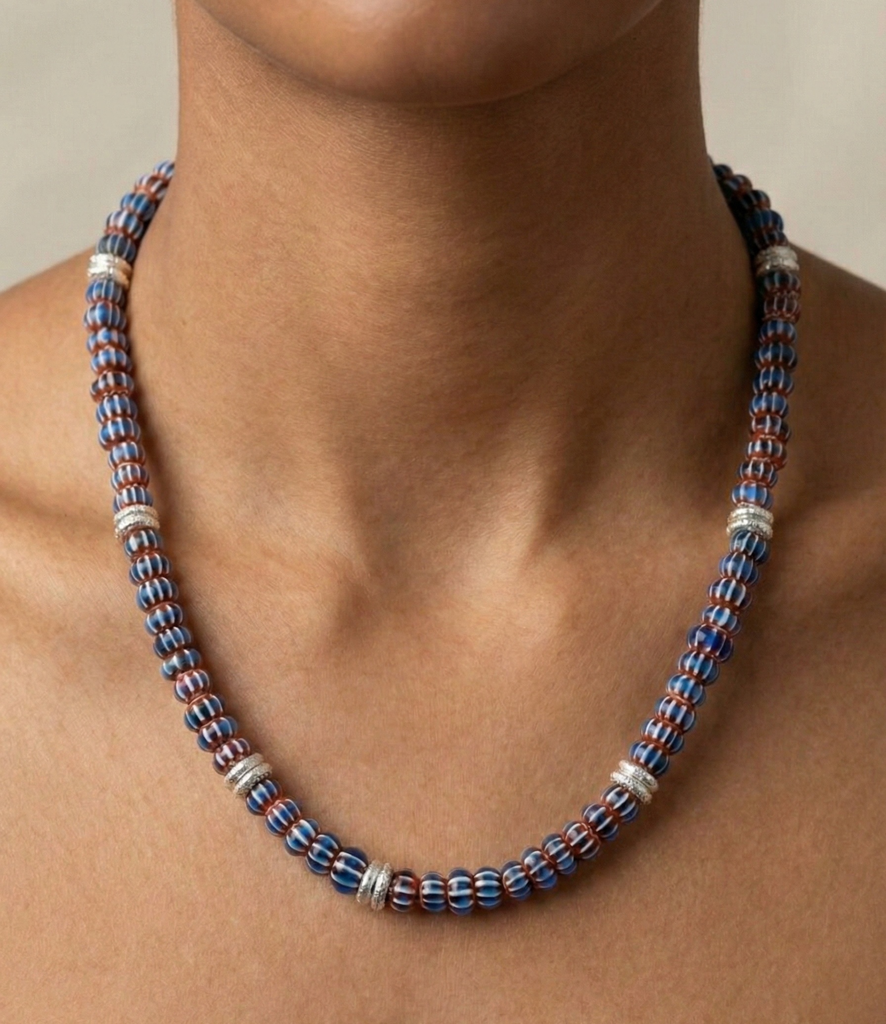 Blue Chevron Necklace