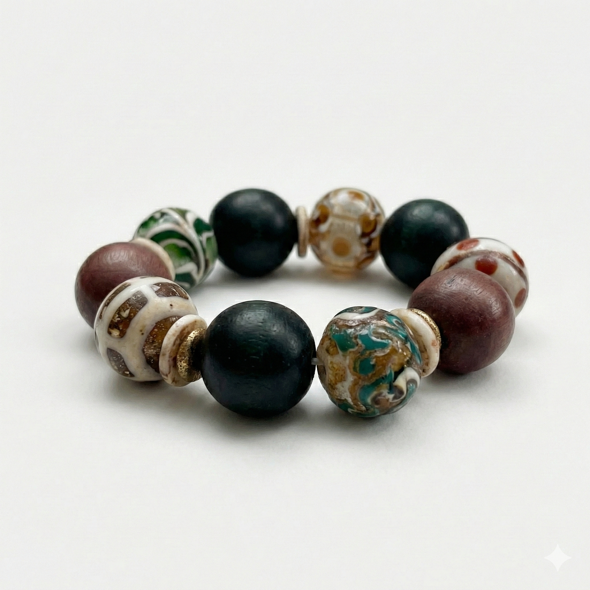 Plume bracelet with glass bead / caramel edition