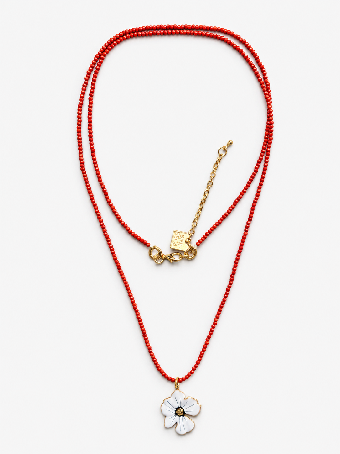 Collier fin en corail et fleurs