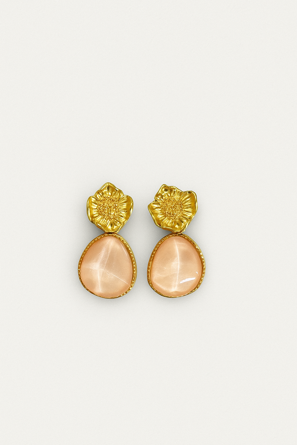 Stainless Steel and Nacre Earrings Pink