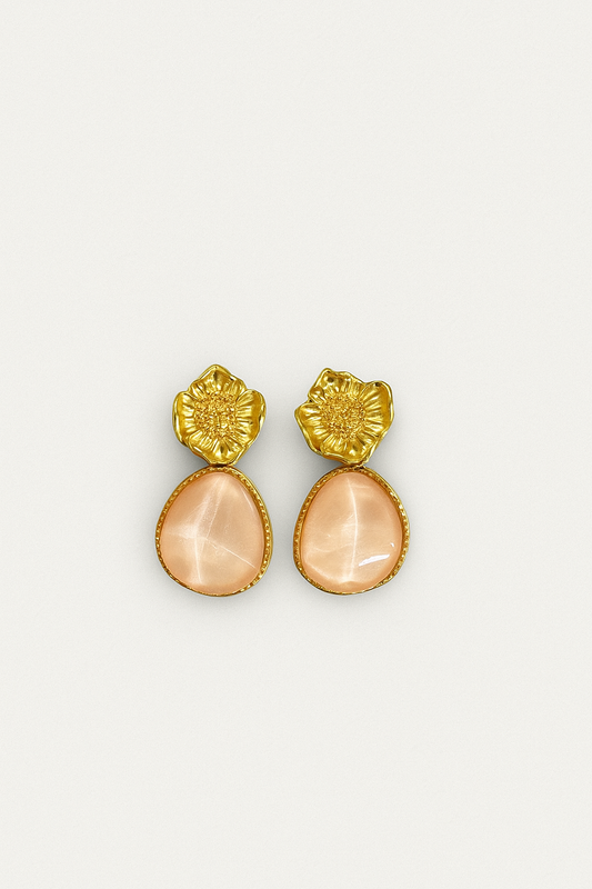 Stainless Steel and Nacre Earrings Pink