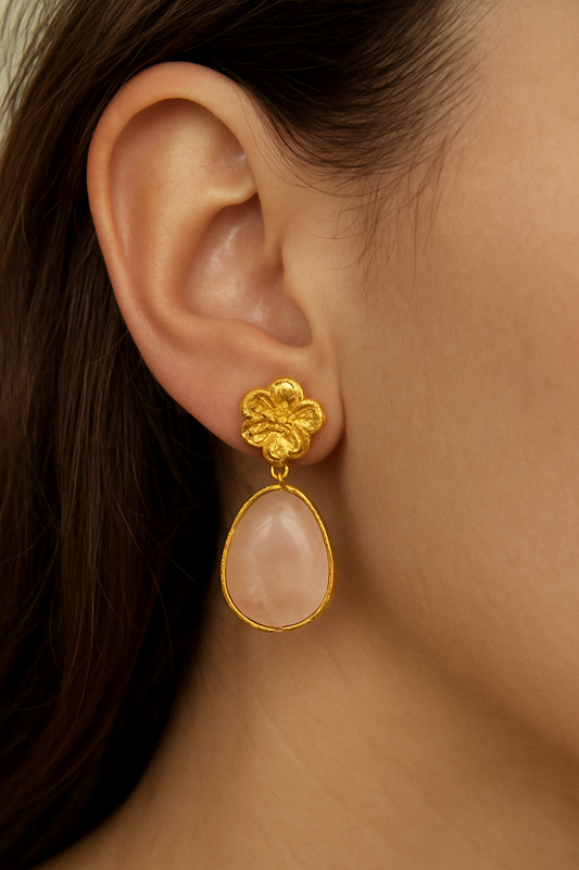Stainless Steel and Nacre Earrings Pink