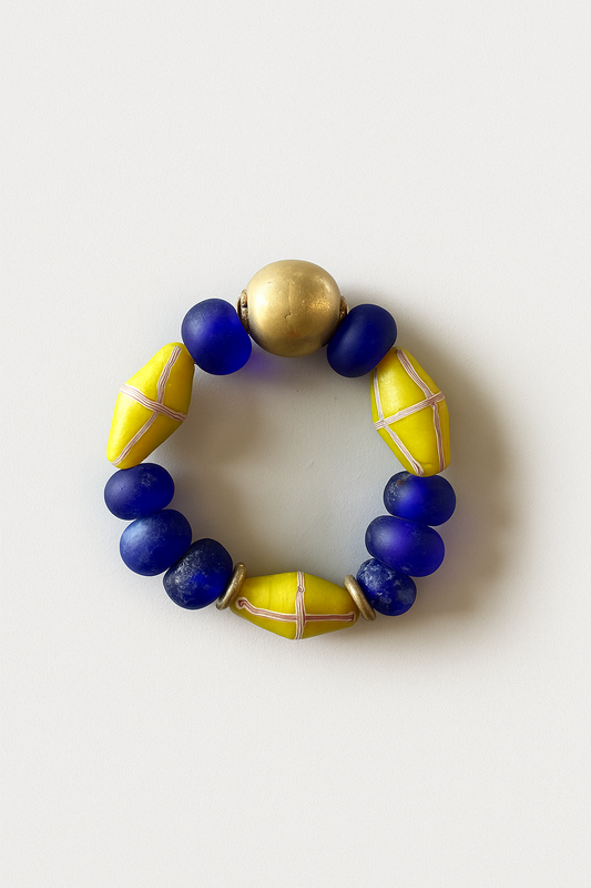 FW25 Brass Hero Bracelet with Blue/Yellow glass