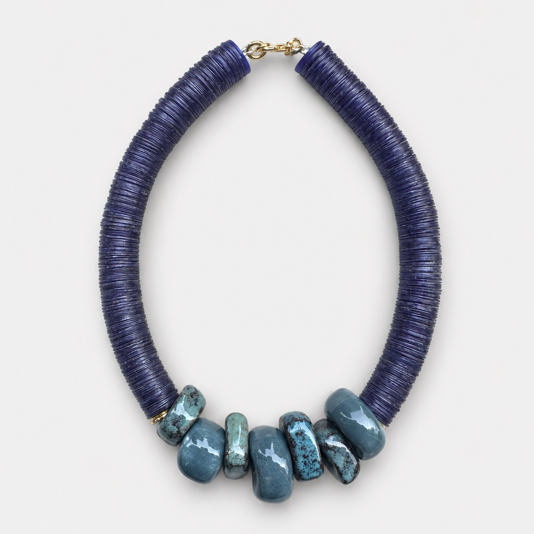 The Moana Necklace in Very Dark Blue