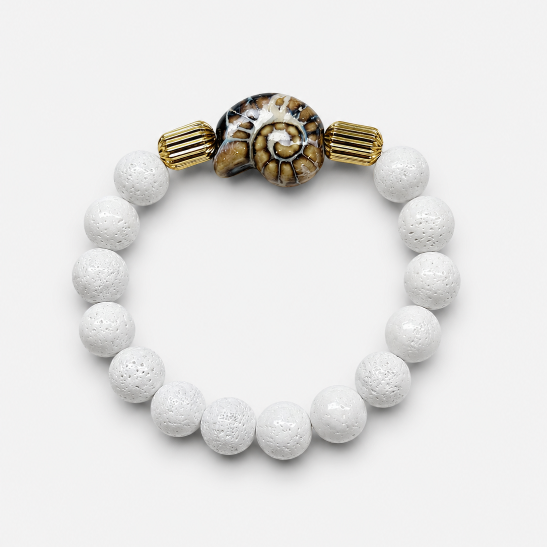 White Coral Ammonite Bracelets