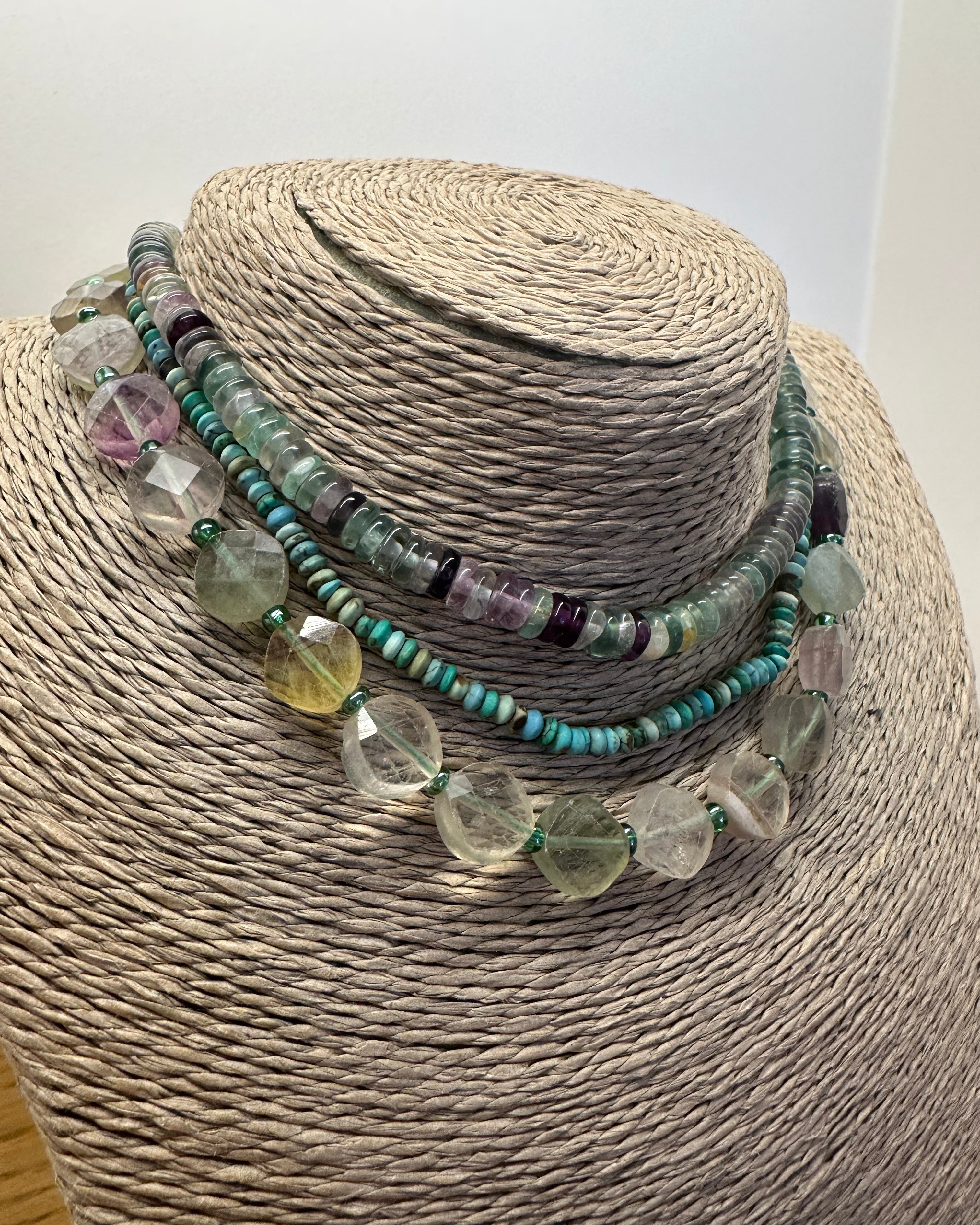 Collier en fluorite à facettes plates FW25