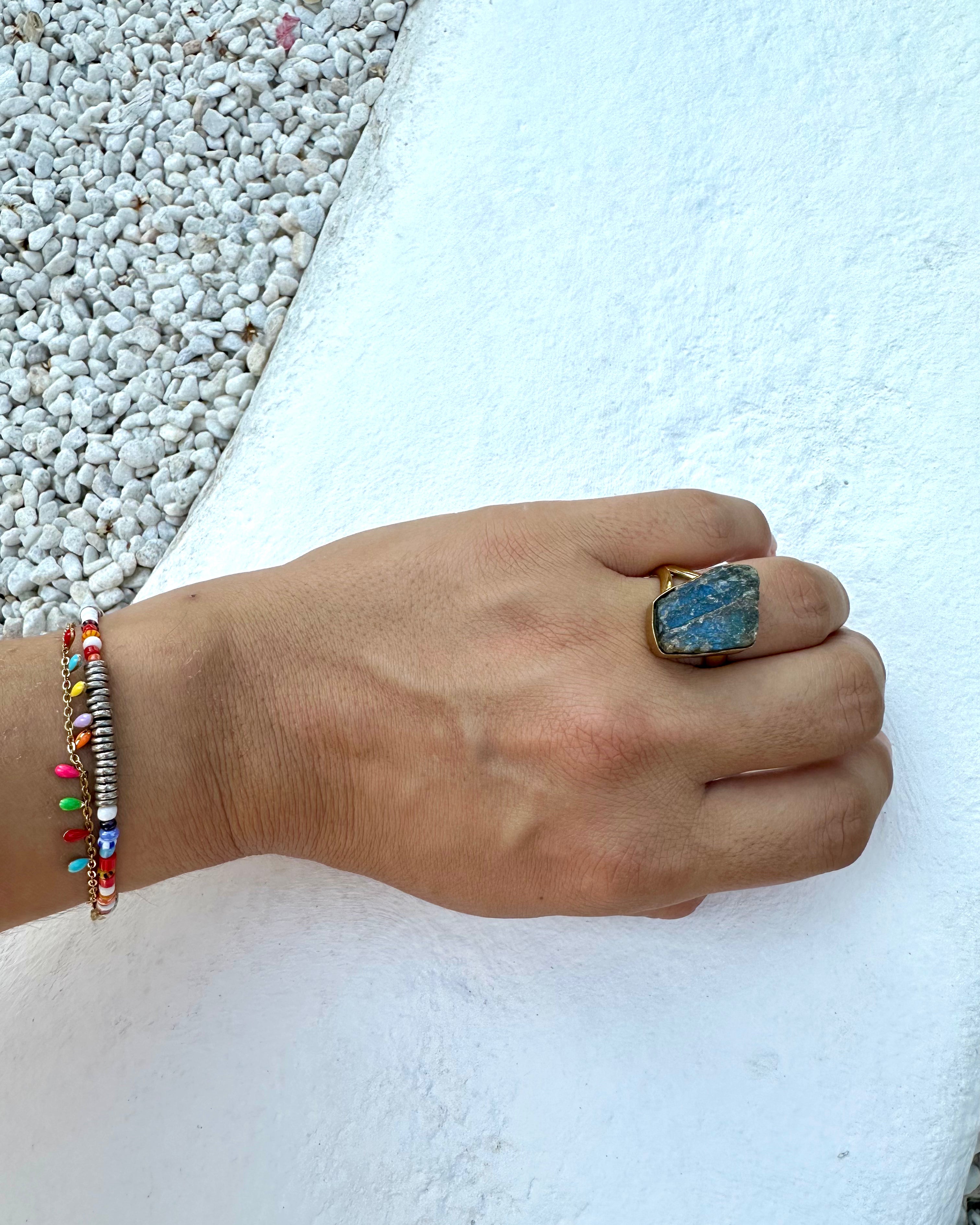 Raw Cut Labradorite Ring One