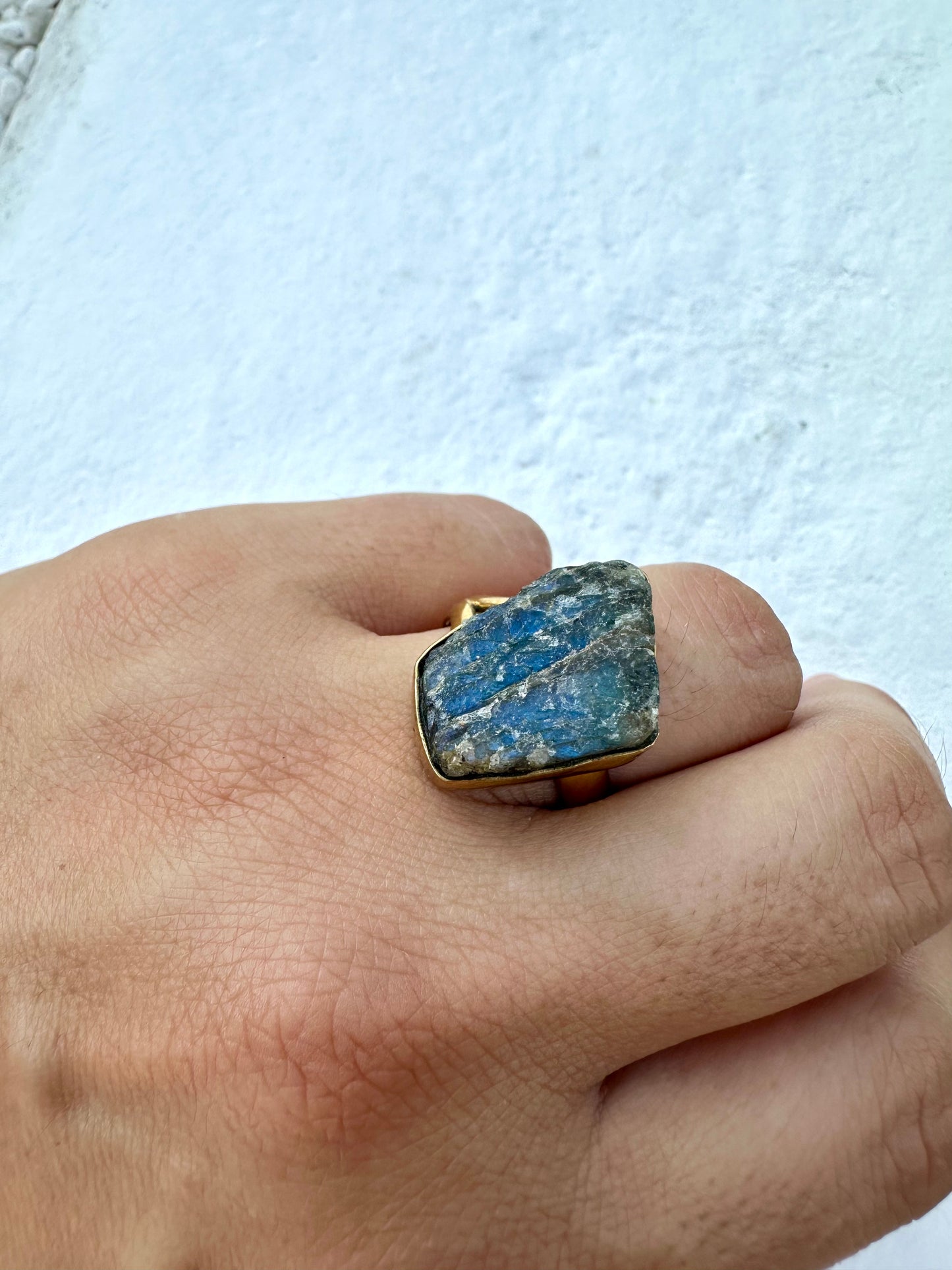 Raw Cut Labradorite Ring One