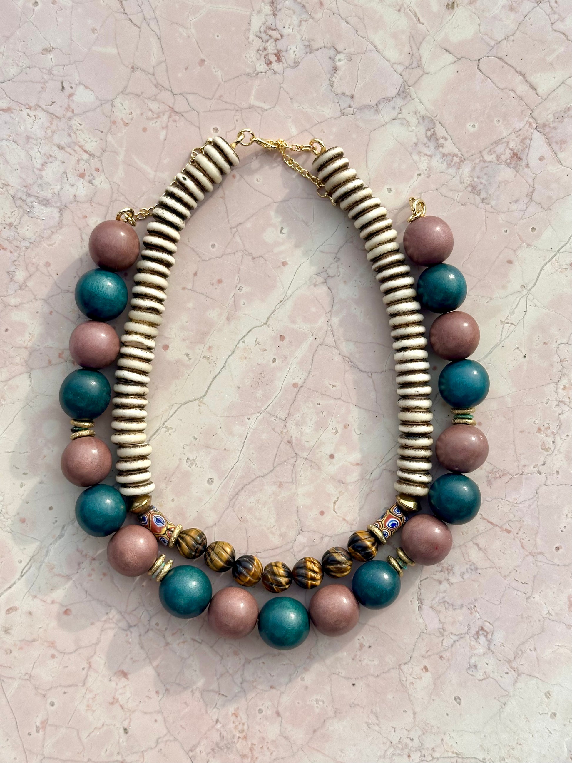 Yeşil ve Karamel Plume kolye