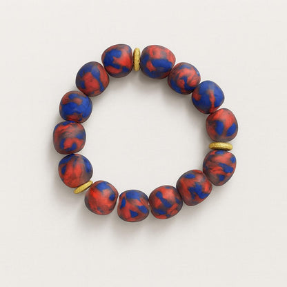 Recycled Glass Bracelet in Blue-Red