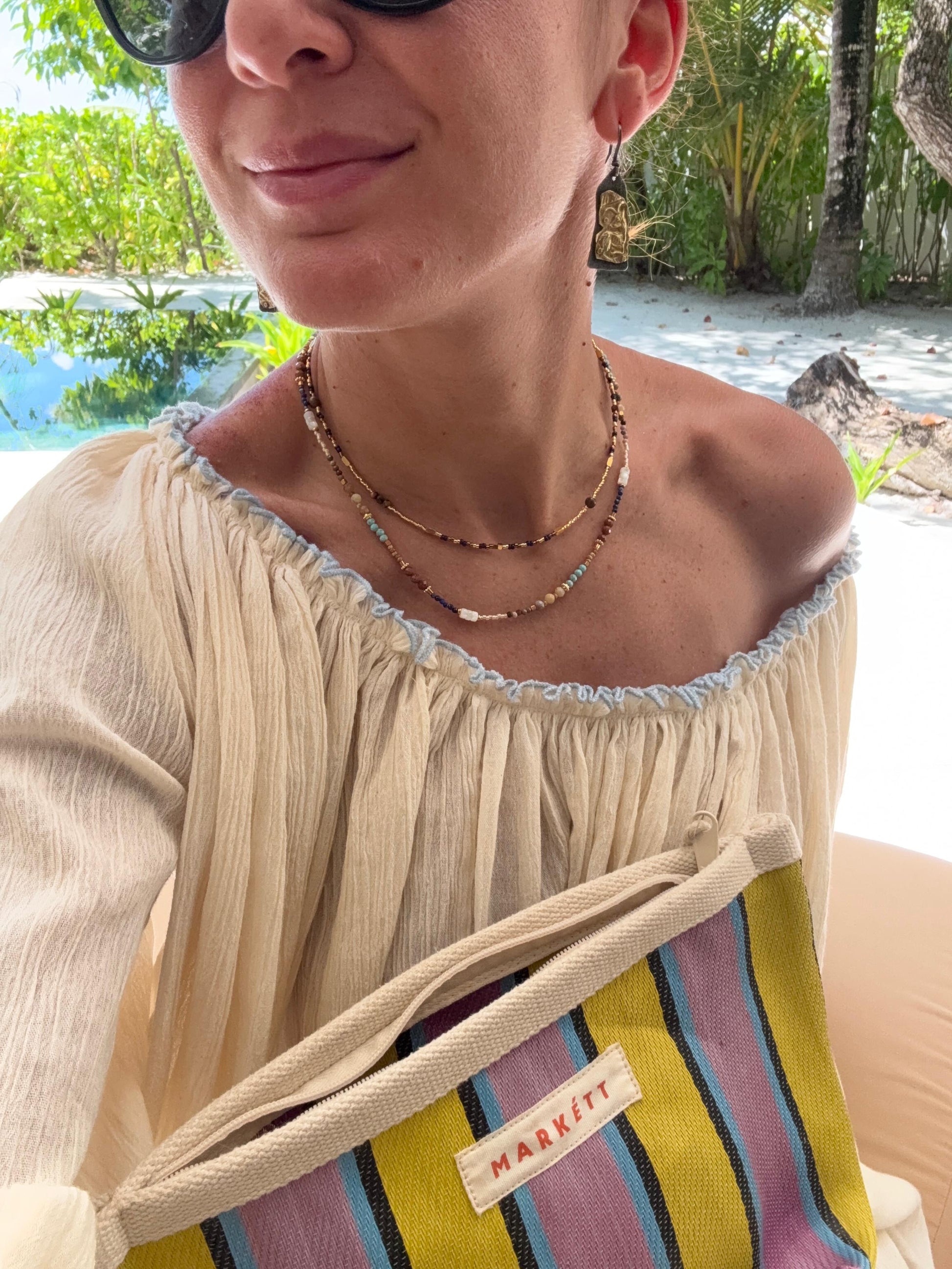 FW25 Stainless Steel Necklaces with Natural Stones / Four Colors