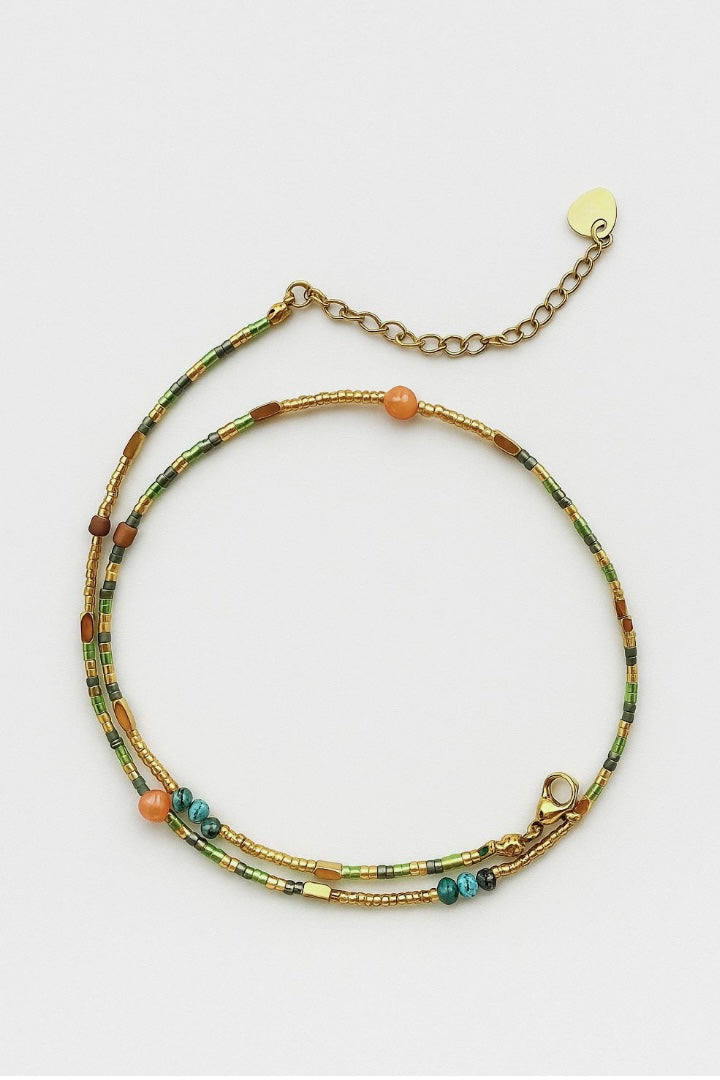 FW 25 Stainless Steel Necklaces with Natural Stones / Four Colors