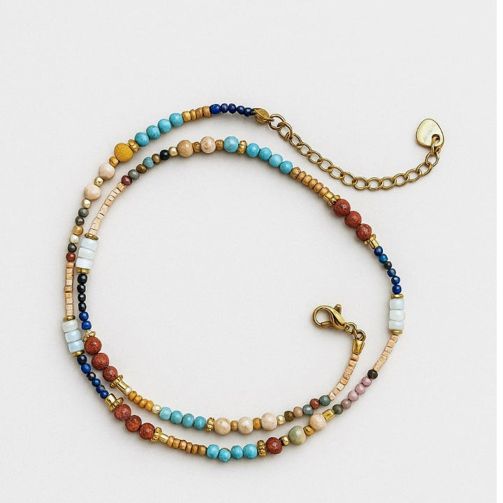 FW 25 Stainless Steel Necklaces with Natural Stones / Four Colors