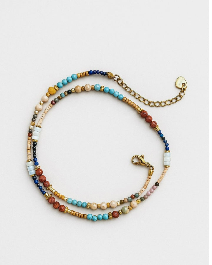 FW 25 Stainless Steel Necklaces with Natural Stones / Four Colors