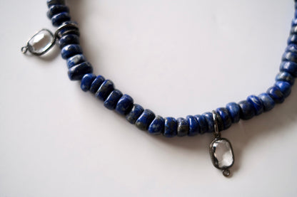 Lapis Lazuli With Quartz Crystal Charms /