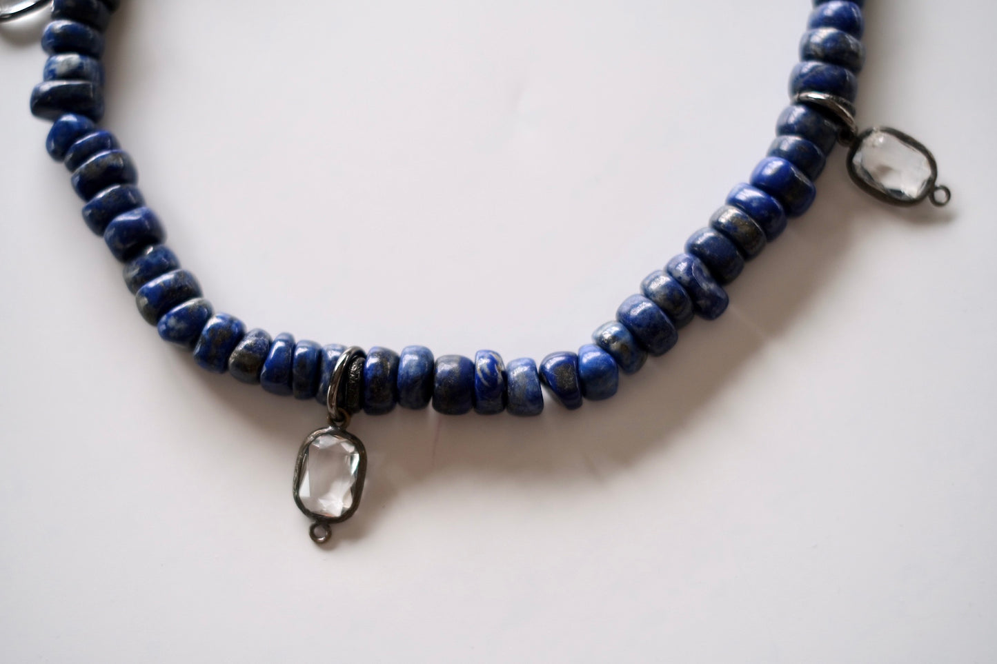 Lapis Lazuli With Quartz Crystal Charms /