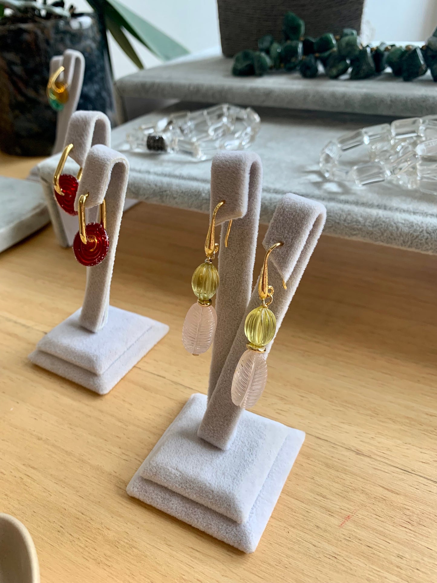 Citrine and Pink Quartz Earrings / Semi Fine Jewelry