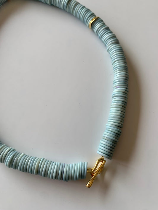 Baby Blue Button Beads Necklace / SS 2023 / Final Sale