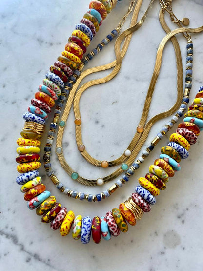 Rondelle Recycled Glass Beads Necklace SS24